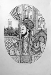 Shahzad, 12 X 17 Inch, Ballpoint on Paper , Miniature Painting, AC-SHD-007